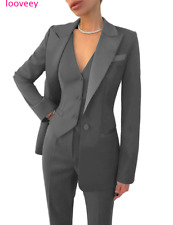 Jaqueta de lapela feminina 3 peças terno formal entalhe formatura slim fit noivo blazer + colete + calça comprar usado  Enviando para Brazil