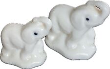 Miniature White Elephants Pair Porcelain Trunks Up Taiwan Vintage  for sale  Shipping to South Africa