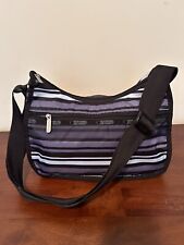 LeSportsac gray and black stripe crossbody bag for sale  Shipping to South Africa