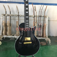 Guitarra elétrica preta brilhante Custom Shop LP ferragem dourada encadernação branca Humbucker comprar usado  Enviando para Brazil