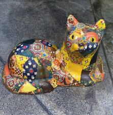 Used, Vintage Ceramic Fabric Patchwork Quilt Decoupage Cat Figurine Doorstop Granny for sale  Shipping to South Africa