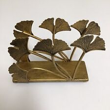 Modern Ginkgo Leaves Design Napkin Holder Burnished Gold Tone Metal Tabletop for sale  Shipping to South Africa