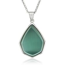 Sterling Silver King Green Cat’s Eye Teardrop Necklace for sale  Shipping to South Africa