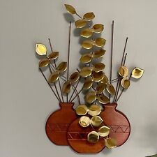 Vaso de madeira de eucalipto botânico vintage MCM boho bronze ouro decoração arte de parede comprar usado  Enviando para Brazil