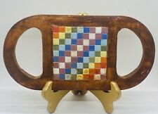 Tábua/rebite de corte de azulejo em mosaico multicolorido vintage pintado à mão madeira e multicolorido 11"" comprar usado  Enviando para Brazil
