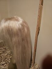 Peruca de cabelo humano loiro/cinza claro longa reta com boné confortável, usado comprar usado  Enviando para Brazil