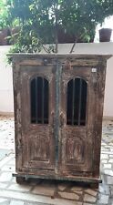 Reclaimed Wood Carved Cupboard Antique Finish Almirah Heavy Cabinet With Iron for sale  Shipping to South Africa