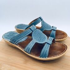 Tsonga Sandals Womens Size 10.5 41 Blue Leather Comfort Wedge Heels for sale  Shipping to South Africa