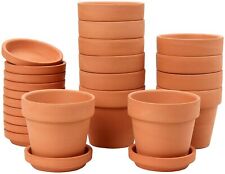 12 PCS 3.1"x2.9" Mini Terracotta Pots with Saucers Clay Flower Pots Ceramic Pott for sale  ASHTEAD