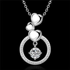 WOMEN lady 925 Silver Fashion cute Charm Austrian crystal Wedding Necklace N691 for sale  Shipping to South Africa