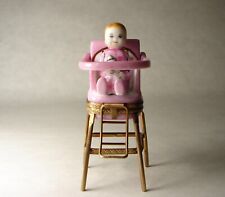 Cadeira alta Peint Main Rochard Limoges bebê rosa articulada caixa de bugigangas com bebê comprar usado  Enviando para Brazil