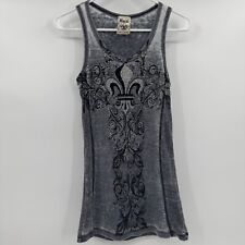Vocal Tank Top Womens Small Gray Vintage 90s Y2K Grunge Embellished Sleeveless for sale  Shipping to South Africa