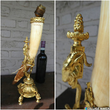 Antique brass table lamp ram heads horn rare, used for sale  Shipping to South Africa