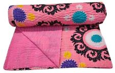 Usado, indian Cotton King Blanket Kantha Quilt hand Block Print Bedcover Blanket Throw comprar usado  Enviando para Brazil