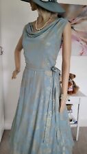 ROMAN BNWOT BEAUTIFUL MOTHER OF THE BRIDE GROOM DRESS SIZE 16 TEAL GOLD SLIMMING for sale  Shipping to South Africa