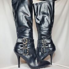 Used, DIBA Y2K Women's 8.5 Stiletto Boots Knee-High Glossy Black Faux Lthr Pointed Toe for sale  Shipping to South Africa