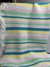 Franja de arremesso afegã listrada tricotada à mão boho casa de campo costeira macia 52x55” comprar usado  Enviando para Brazil