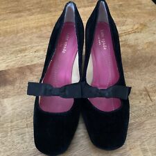 Kate Spade Black Velvet Dress Pumps Womens Shoe 7 B New York Tie Bow Round Toe for sale  Shipping to South Africa