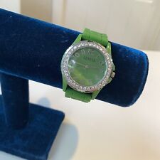 Geneva Reloj Mujer Silicona Verde Banda Plata Estrás Tachonado Moda Adulto segunda mano  Embacar hacia Argentina