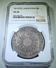 Moneda de dólar sol colonial antigua de plata Potosí argentina de 8 reales NGC en muy buen estado-25 1813 segunda mano  Embacar hacia Argentina