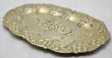Antique Brass Nickel Coated Oval Decorative Plate Original Old Embossed for sale  Shipping to South Africa