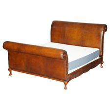 RRP £18,000 RALPH LAUREN AND SO TO BED BONAPARTE BROWN LEATHER EMPEROR SIZE BED, used for sale  Shipping to South Africa