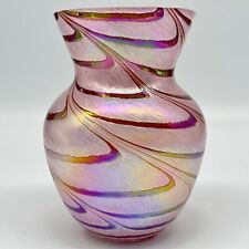 Lovely Vintage Teleflora Iridescent Red Swirl 6" Glass Vase, used for sale  Shipping to South Africa