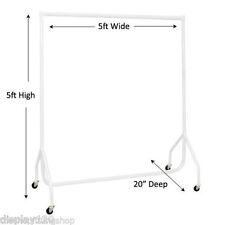 5ft Long x 5ft High Garment Rail Clothes WHITE Storage Display Rack USED for sale  Shipping to South Africa
