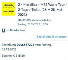 Metallica doppelshow konzertka gebraucht kaufen  Hamburg