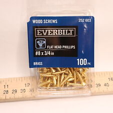 (100 peças) Everbilt Phillips cabeça chata parafuso de madeira latão #8 x 3/4" 252603 comprar usado  Enviando para Brazil