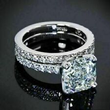 Juego de anillos de boda de oro blanco de 14 k con diamantes simulados de... segunda mano  Embacar hacia Argentina