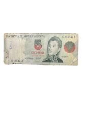 $5 PESOS ARGENTINOS ANTIGUOS BILLETES DE PAPEL ANTIGUO 1992, usado segunda mano  Embacar hacia Argentina