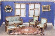 Juego de 5 piezas de salón Moritz Gottschalk tapicería de seda dorado muebles alemanes raros segunda mano  Embacar hacia Argentina