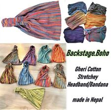 Gheri Cotton Elastic Hippie Bohemian Bandana Headband Stretchable Hair Tie band  for sale  Shipping to South Africa