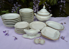 Antique Miniature Dinner Set Service Childs Gilt Trim Porcelain 33 pieces    for sale  Shipping to South Africa