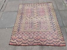 Fine Antique Worn Hand Made Traditional Oriental Wool Faded Pink Rug 140x123cm for sale  Shipping to South Africa