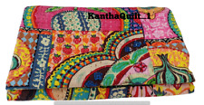 Colcha de retalhos vintage Kantha indiana feita à mão colcha cobertor de algodão comprar usado  Enviando para Brazil