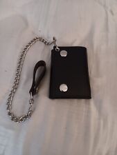 Black Leather Trifold Men's Chain Wallet Biker Trucker Motorcyclist New, no tags, used for sale  Shipping to South Africa