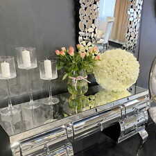 Toaletka Milano 120x42x80 szklana glamour konsola lustrzana stal srebrna na sprzedaż  PL