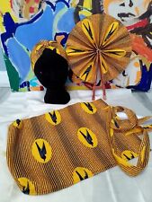 Used, African Print Tote Bag w/ Matching Fan & Twist Headband- Ankara/Handmade 🇬🇭 for sale  Shipping to South Africa