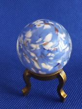 SAMMY Sam Hogue Handmade marble 1 1/2" Blue White Swirls Gold Silver Flakes 2002 for sale  Shipping to South Africa