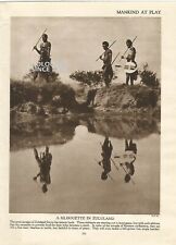 South Africa A SILHOUETTE IN ZULULAND HUNT GAME NATIVE c 1930 ilustration PRINT  for sale  Shipping to South Africa