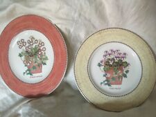2 Wedgwood Sarah's garden Queens Ware salad plates. Viola and Auricula. Used, used for sale  STROUD