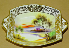 NORITAKE  SQUARE SHALLOW DISH CASTLE SCENE GOLD ART DECO  TEA SET DINNER SERVICE for sale  Shipping to South Africa