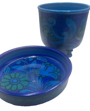 Italian Art Pottery Lg Planter & Centerpiece Bowl Vintage MCM Bright Blue Italy for sale  Shipping to South Africa