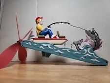 Vintage Artline Fisherman Wirl A Gig Lawn Art Garden Decoration Wind Spinner, used for sale  Shipping to South Africa