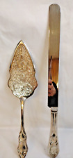 Silver Plated Ornate Lrg Cake Cutting Knife & Server Set Elegant Tableware, used for sale  Shipping to South Africa