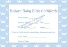 Reborn birth certificates for sale  CHERTSEY