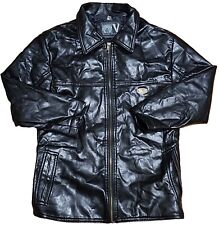 Collection V Italy Black Leather Motorcycle Jacket Men XL Full Zip Logo Crest for sale  Shipping to South Africa