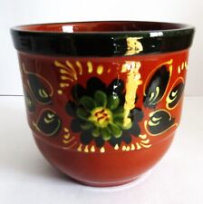 Vintage Hand Painted German Style Terracotta Plant Cachet Pot Floral Design for sale  Shipping to South Africa